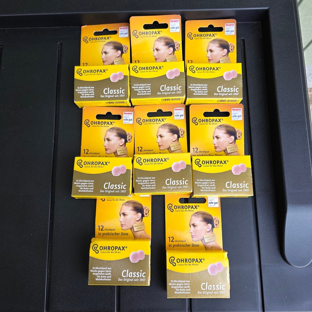Ohropax Classic Earplugs Unisex One Size Pink Wax Cotton Noise Reduction 8 Pack